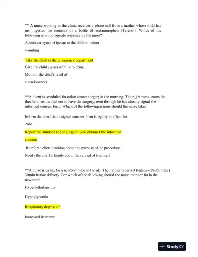 2019 ATI RN Clinical Analysis Comprehensive Predictor Form C With Answers (180 Solved Questions) - Page 13 preview image