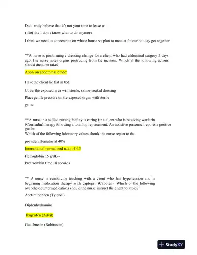 2019 ATI RN Clinical Analysis Comprehensive Predictor Form C With Answers (180 Solved Questions) - Page 5 preview image