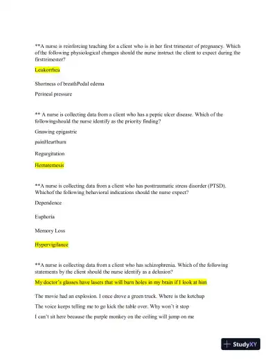 2019 ATI RN Clinical Analysis Comprehensive Predictor Form C With Answers (180 Solved Questions) - Page 6 preview image