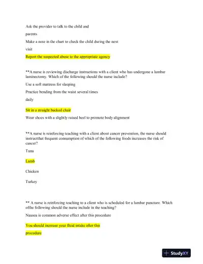 2019 ATI RN Clinical Analysis Comprehensive Predictor Form C With Answers (180 Solved Questions) - Page 8 preview image