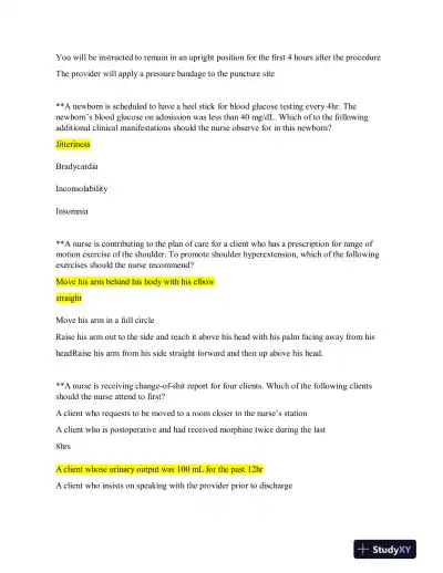 2019 ATI RN Clinical Analysis Comprehensive Predictor Form C With Answers (180 Solved Questions) - Page 9 preview image