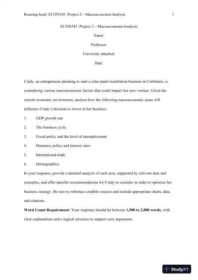 ECON545: Project 2�Macroeconomic Analysis - Page 1 preview image