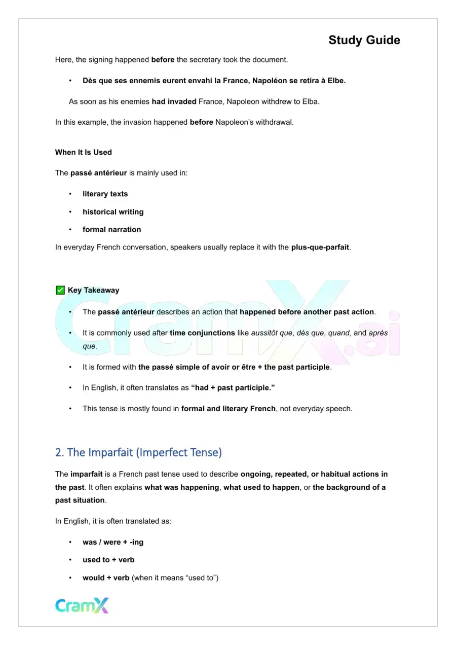 French II – Past Tenses, page 2