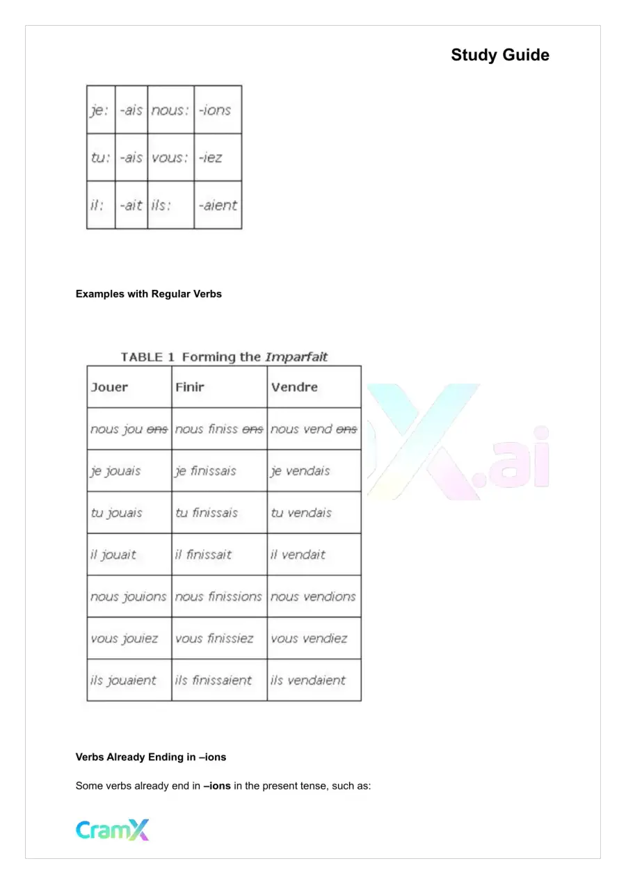French II – Past Tenses, page 4