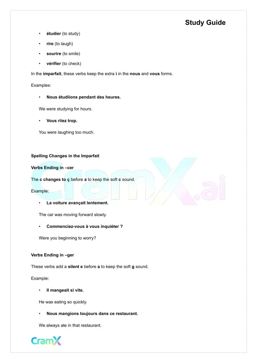 French II – Past Tenses, page 5