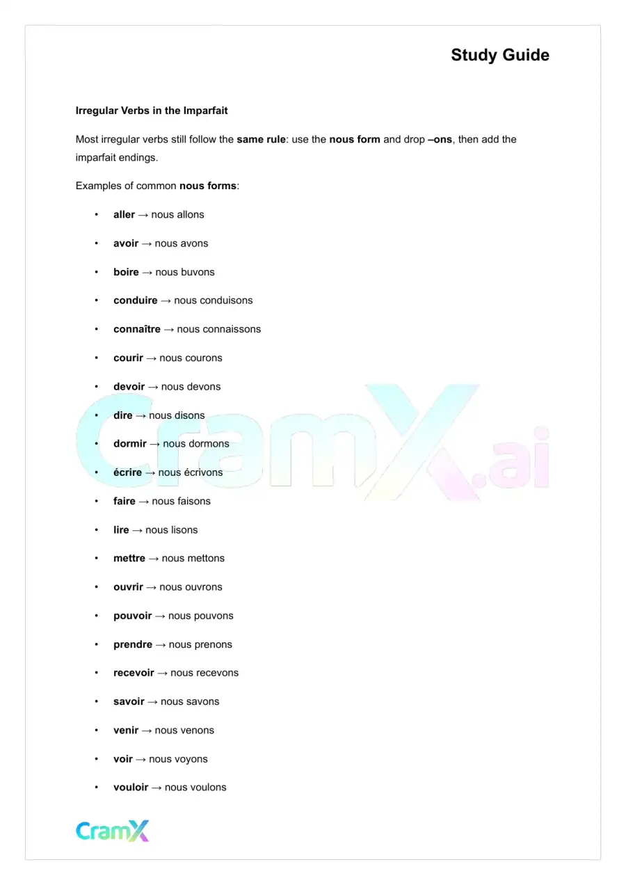 French II – Past Tenses, page 6