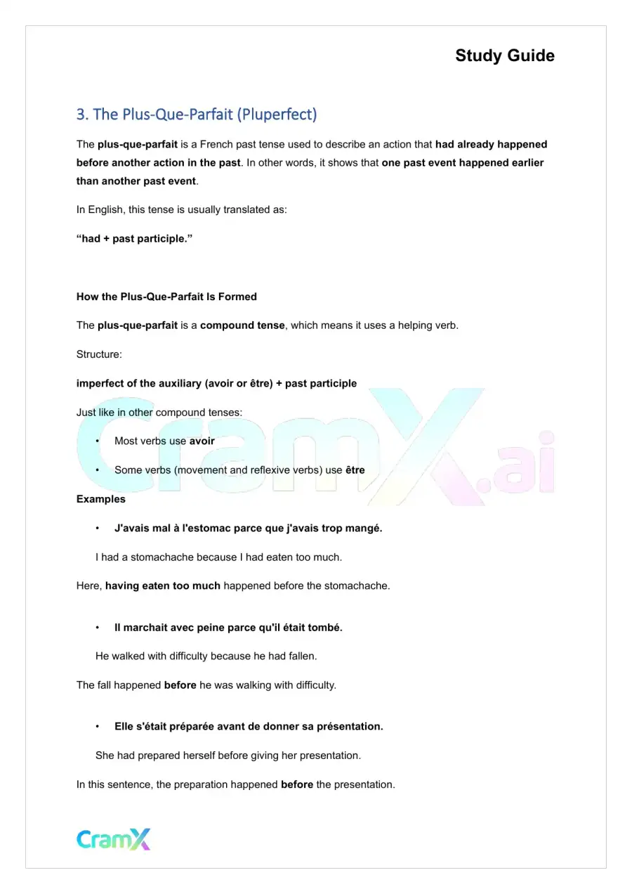 French II – Past Tenses, page 8