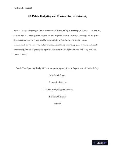 505 Public Budgeting and Finance Strayer University - Page 1 preview image
