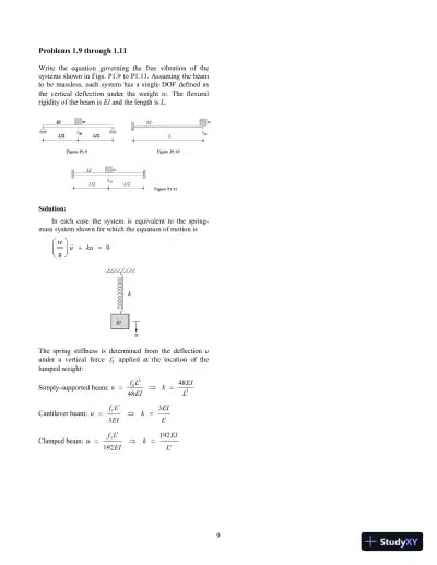 Dynamics of Structures, 5th Edition Solution Manual - Page 10 preview image