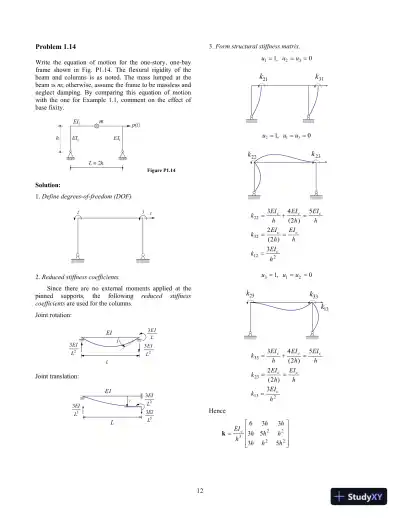 Dynamics of Structures, 5th Edition Solution Manual - Page 13 preview image