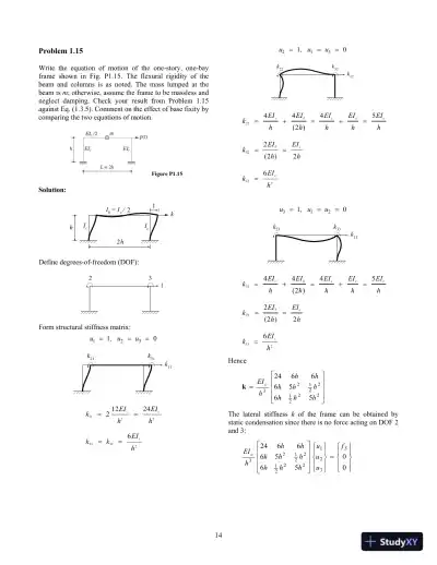 Dynamics of Structures, 5th Edition Solution Manual - Page 15 preview image