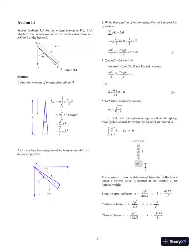 Dynamics of Structures, 5th Edition Solution Manual - Page 7 preview image