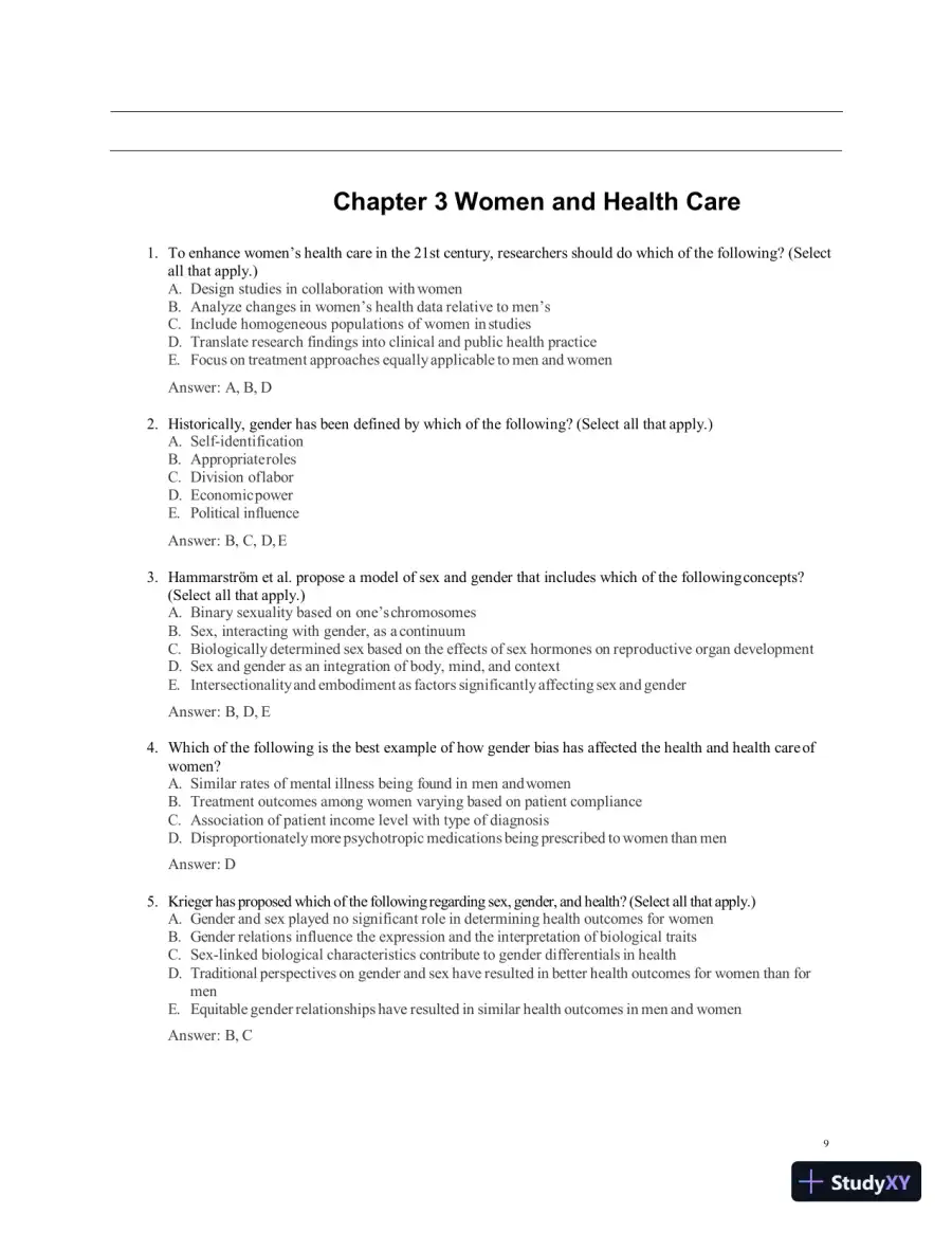 Test Bank for Women's Health Care in Advanced Practice Nursing, 2nd Edition (Chapters 1-46), page 10