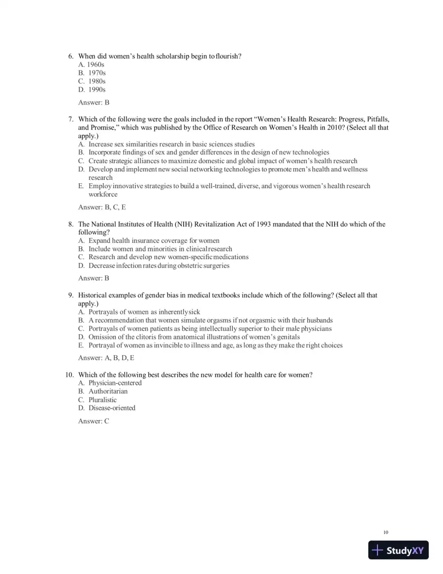 Test Bank for Women's Health Care in Advanced Practice Nursing, 2nd Edition (Chapters 1-46), page 11