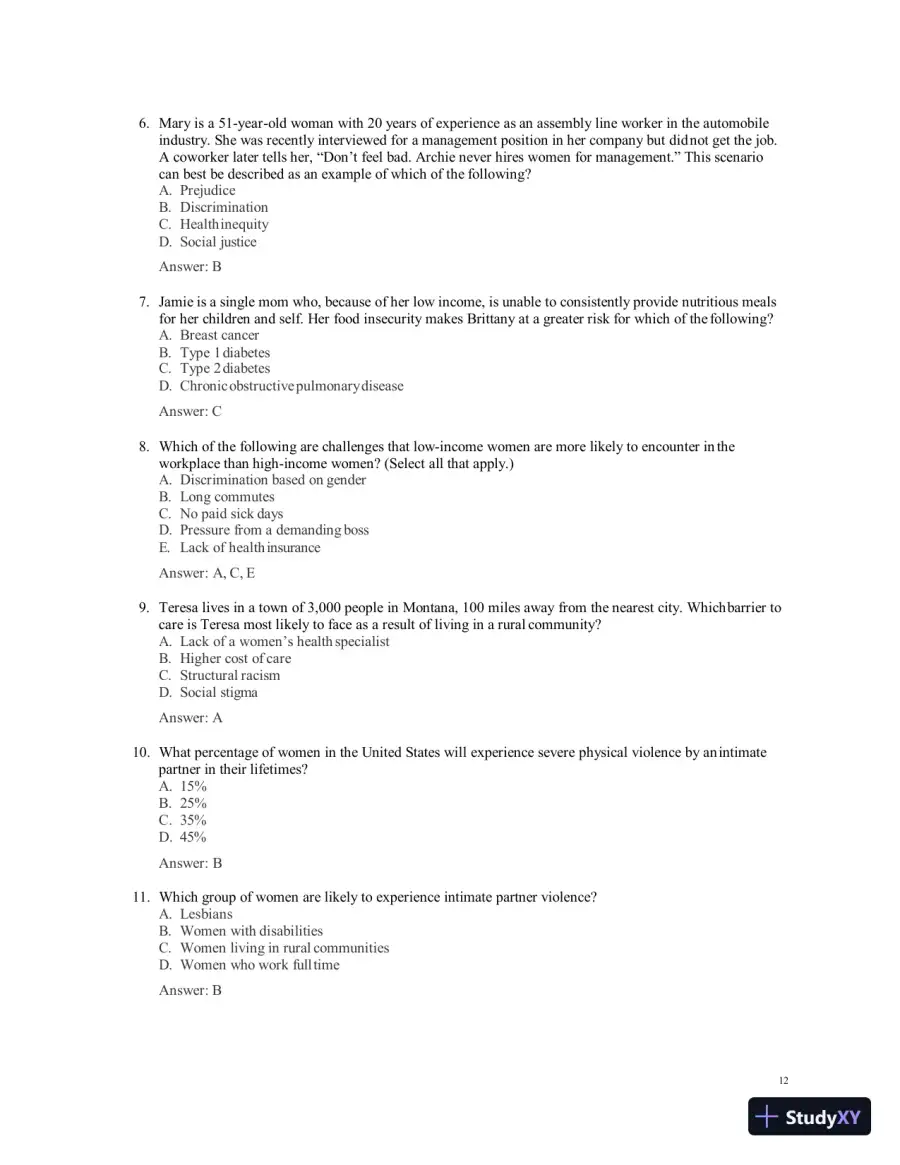 Test Bank for Women's Health Care in Advanced Practice Nursing, 2nd Edition (Chapters 1-46), page 13