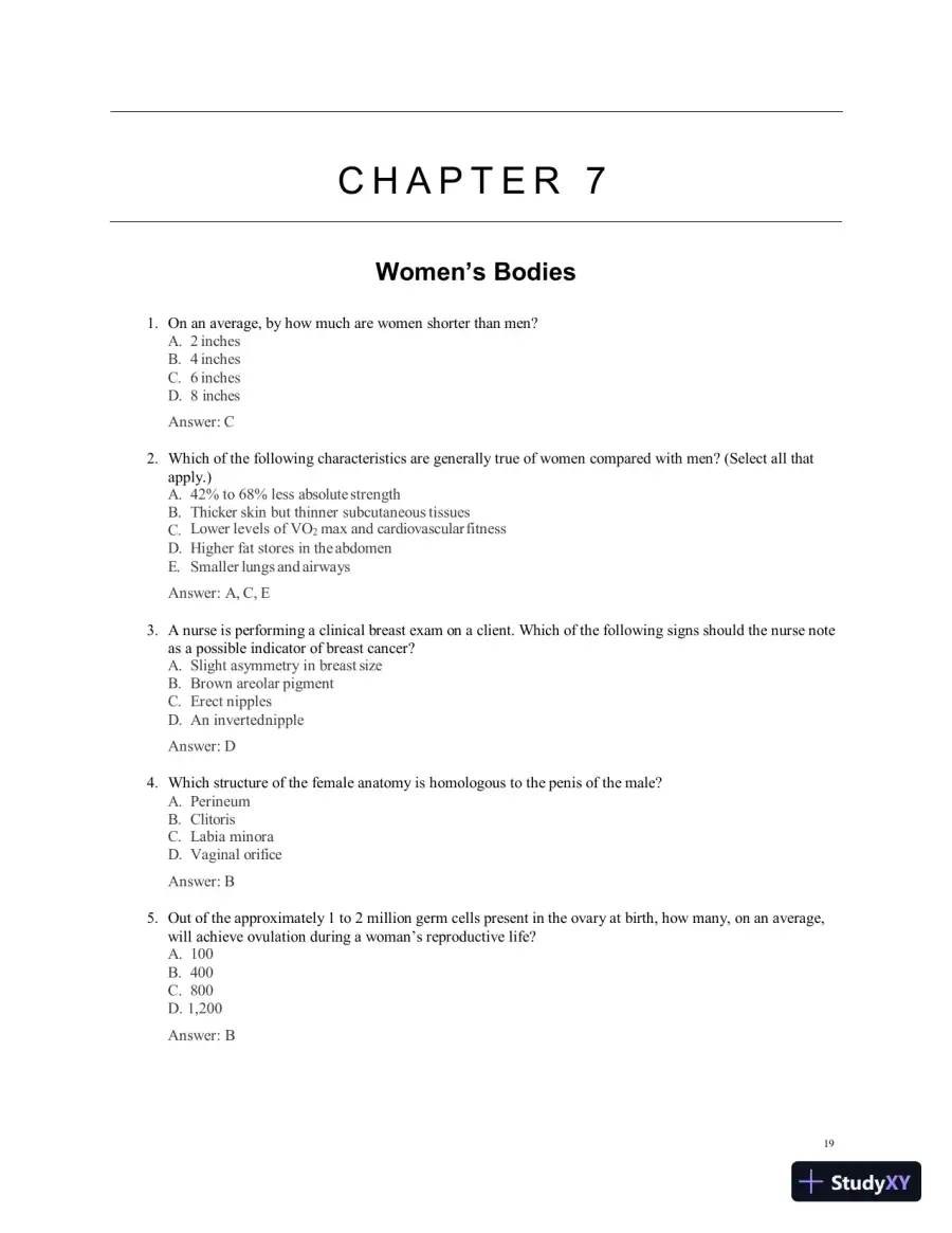 Test Bank for Women's Health Care in Advanced Practice Nursing, 2nd Edition (Chapters 1-46), page 20