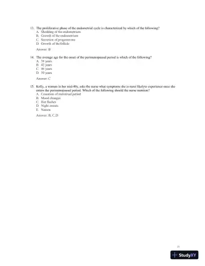 Test Bank for Women's Health Care in Advanced Practice Nursing, 2nd Edition (Chapters 1-46) - Page 22 preview image