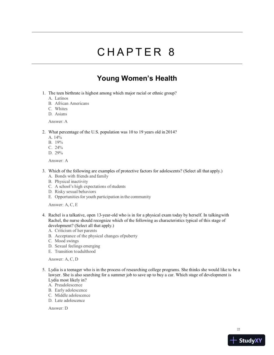 Test Bank for Women's Health Care in Advanced Practice Nursing, 2nd Edition (Chapters 1-46), page 23