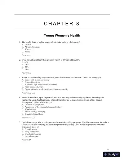 Test Bank for Women's Health Care in Advanced Practice Nursing, 2nd Edition (Chapters 1-46) - Page 23 preview image
