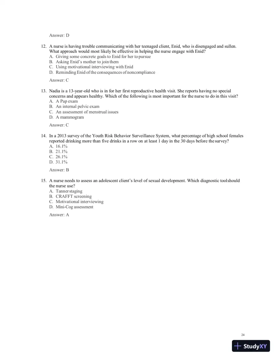 Test Bank for Women's Health Care in Advanced Practice Nursing, 2nd Edition (Chapters 1-46), page 25