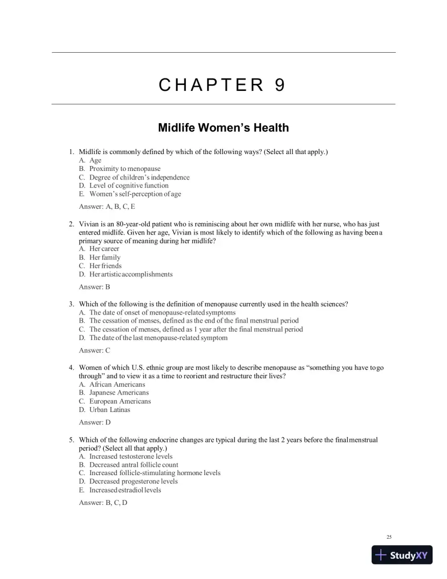 Test Bank for Women's Health Care in Advanced Practice Nursing, 2nd Edition (Chapters 1-46), page 26