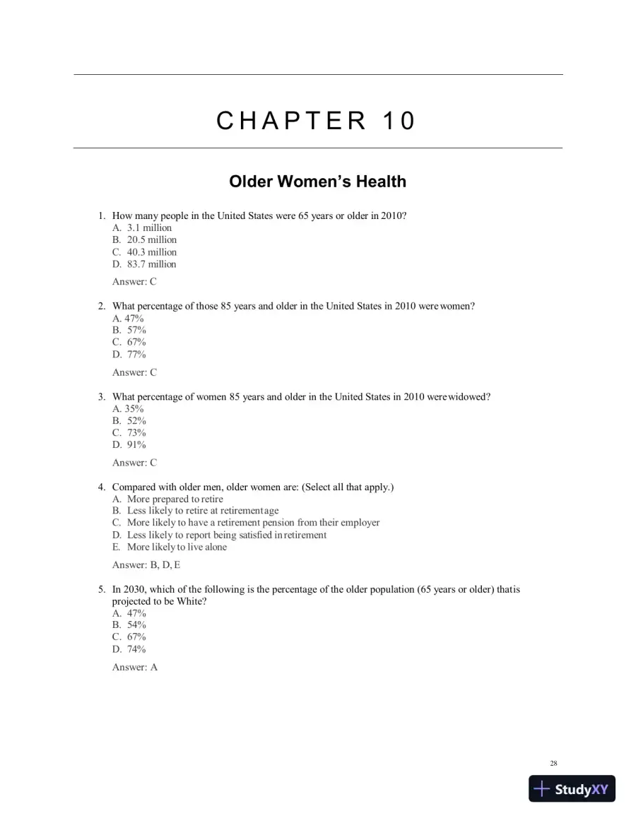 Test Bank for Women's Health Care in Advanced Practice Nursing, 2nd Edition (Chapters 1-46), page 29