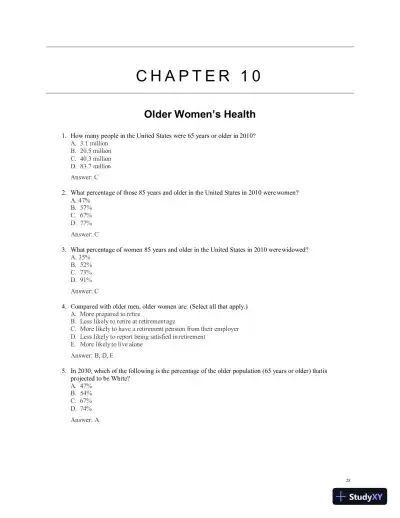 Test Bank for Women's Health Care in Advanced Practice Nursing, 2nd Edition (Chapters 1-46) - Page 29 preview image