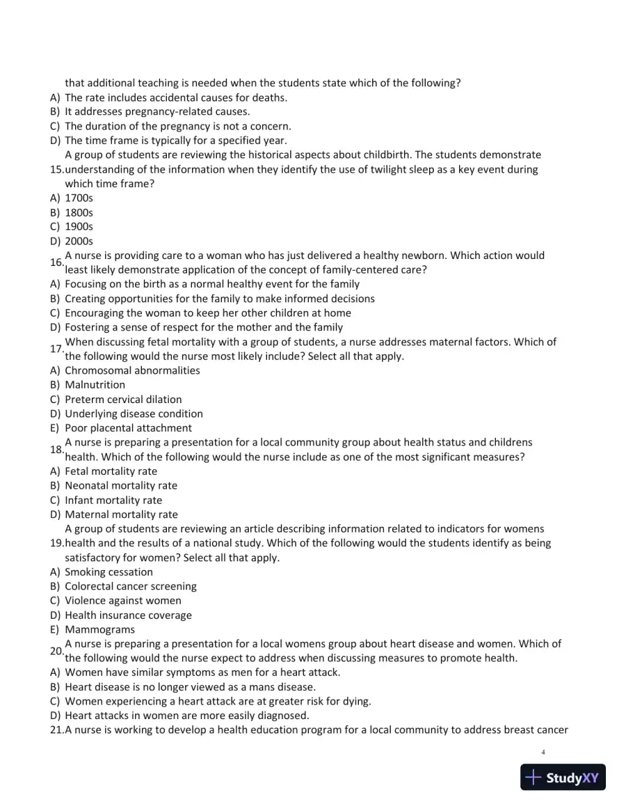 Test Bank for Women's Health Care in Advanced Practice Nursing, 2nd Edition (Chapters 1-46), page 5