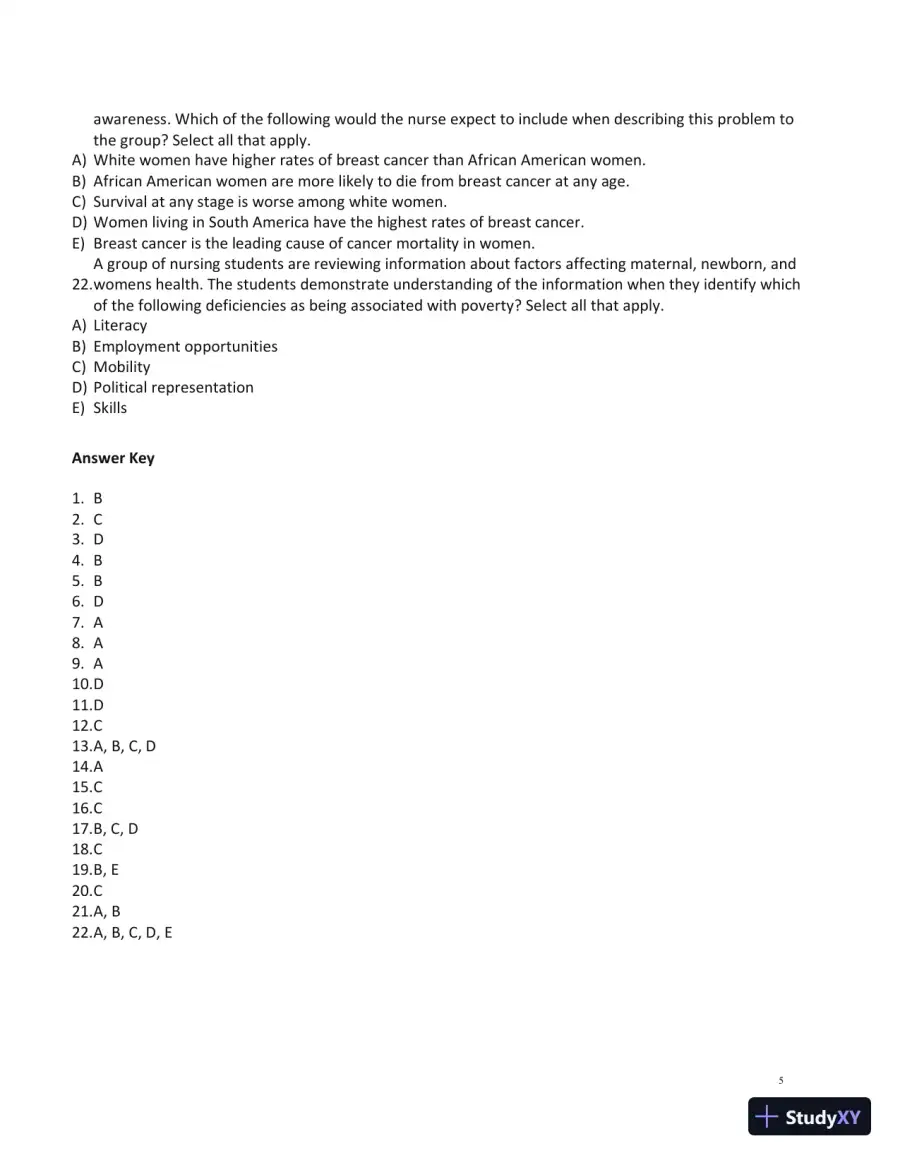 Test Bank for Women's Health Care in Advanced Practice Nursing, 2nd Edition (Chapters 1-46), page 6