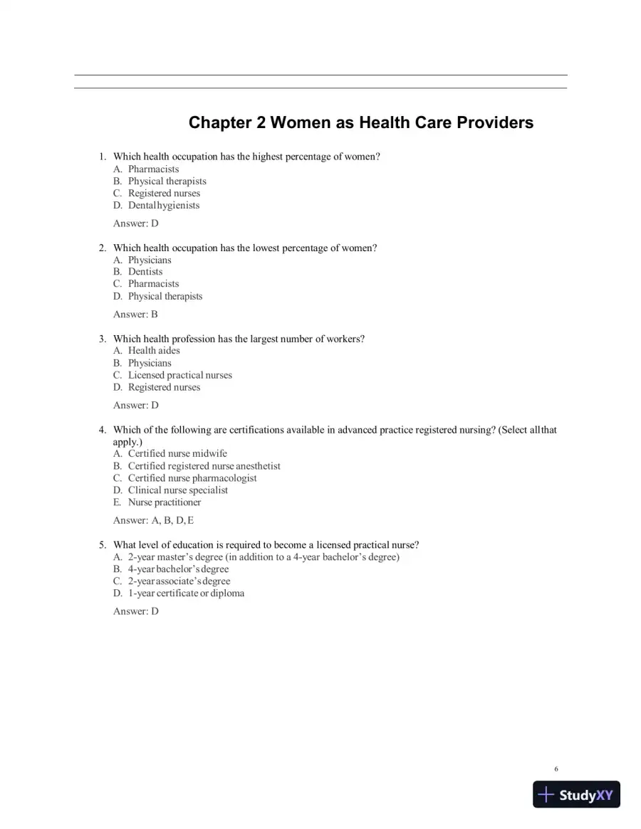 Test Bank for Women's Health Care in Advanced Practice Nursing, 2nd Edition (Chapters 1-46), page 7