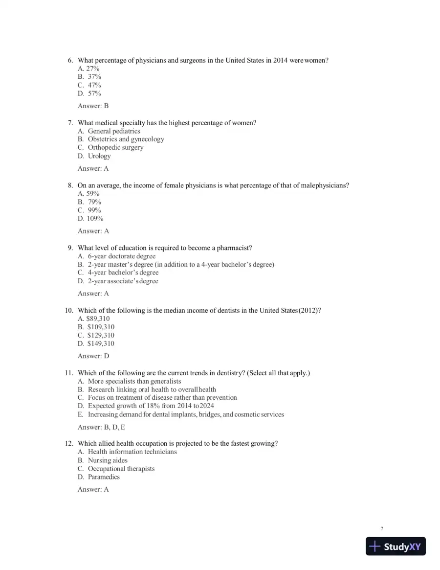 Test Bank for Women's Health Care in Advanced Practice Nursing, 2nd Edition (Chapters 1-46), page 8