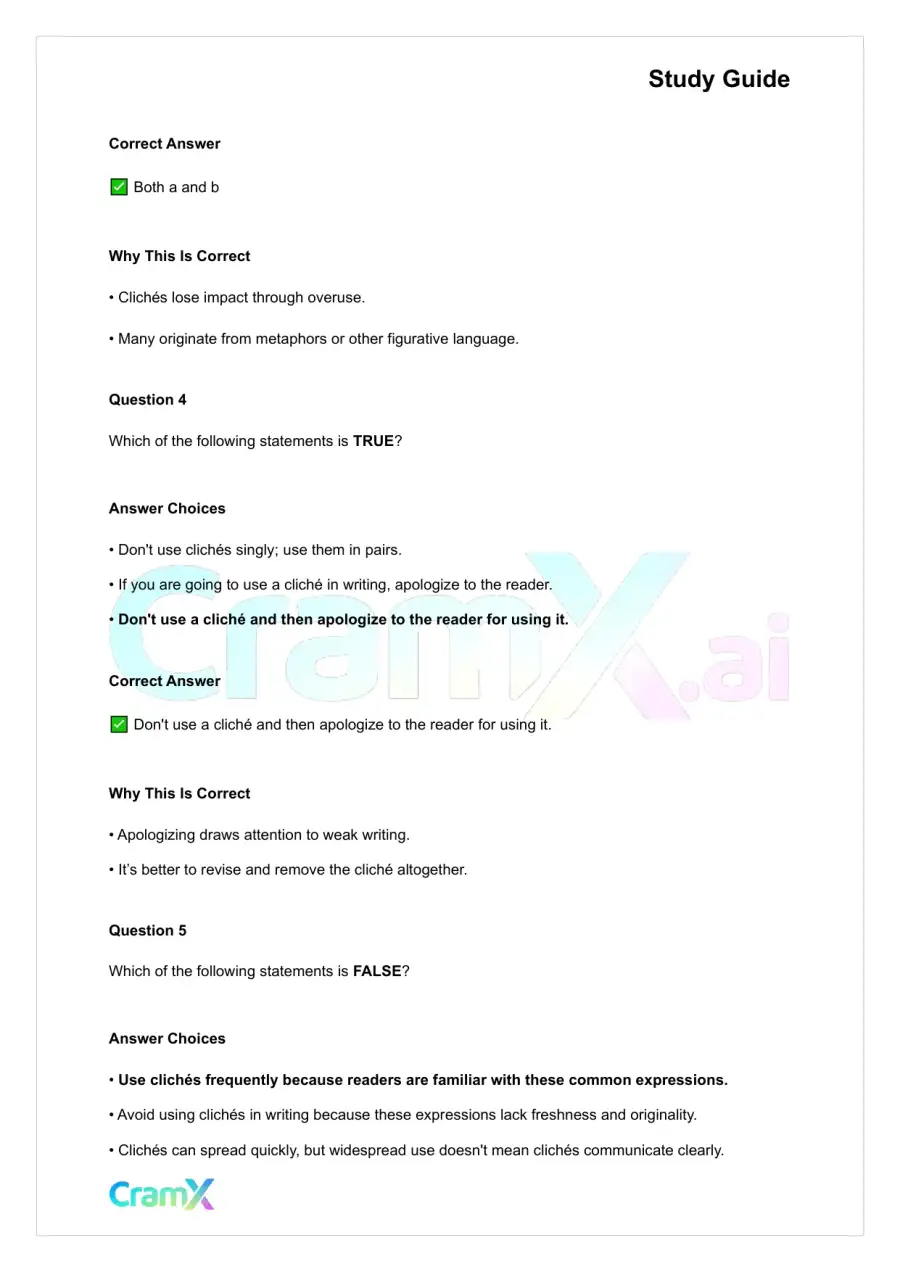 Grammar - Idioms, Cliches, Jargon, Slang, Euphemisms, and Wordiness, page 10
