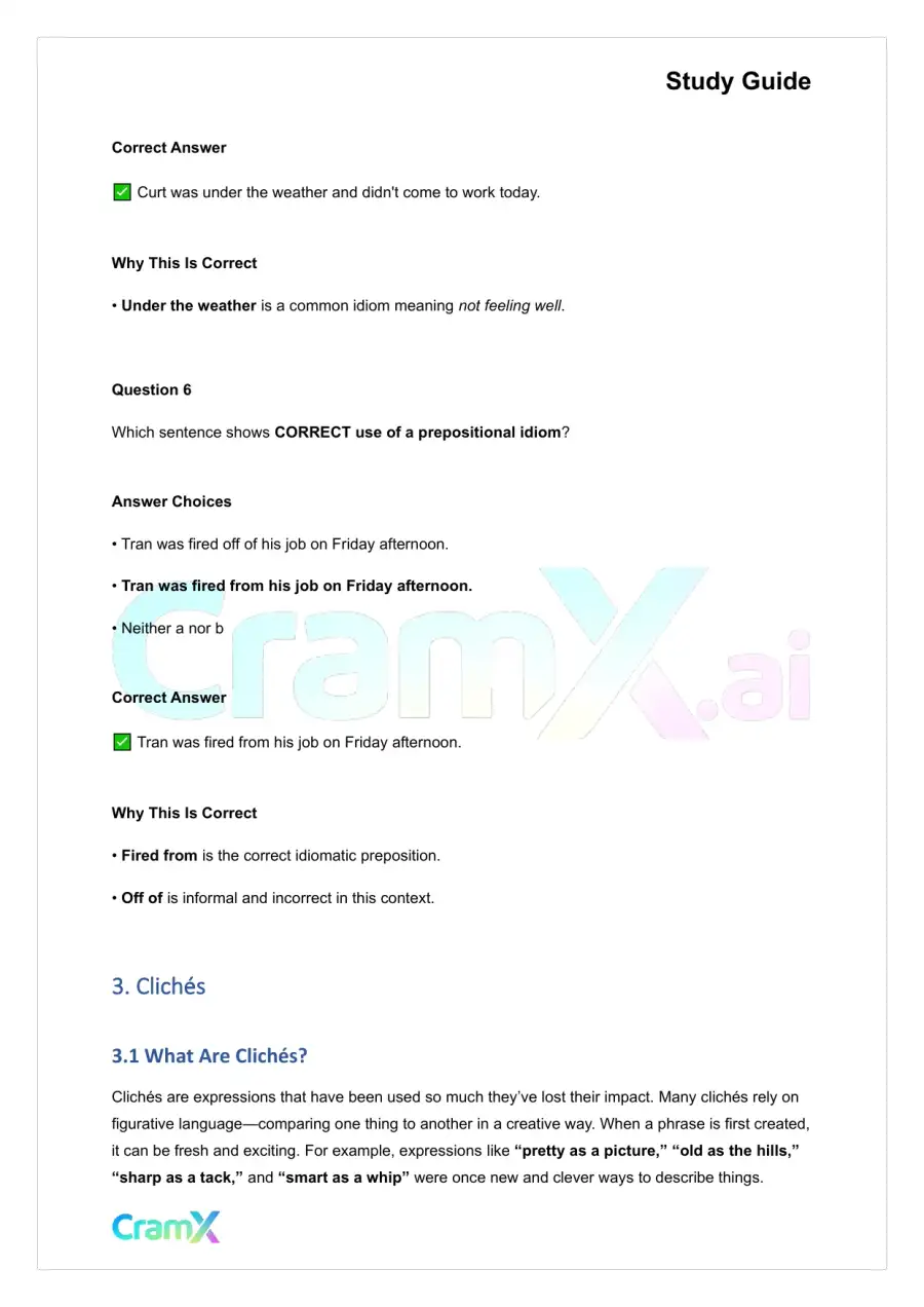Grammar - Idioms, Cliches, Jargon, Slang, Euphemisms, and Wordiness, page 6