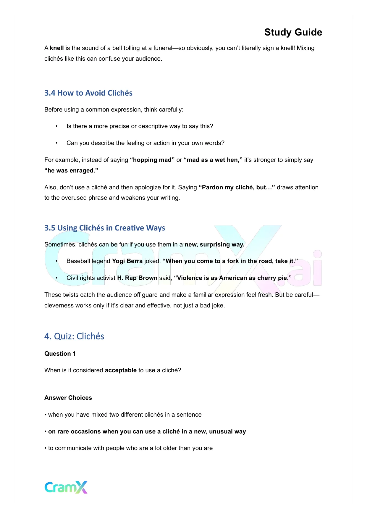 Grammar - Idioms, Cliches, Jargon, Slang, Euphemisms, and Wordiness - Page 8 preview image