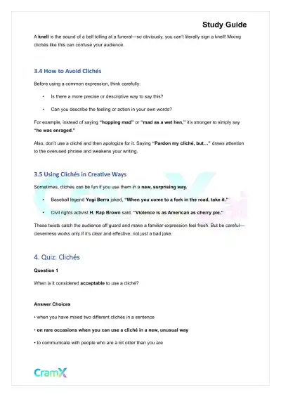 Grammar - Idioms, Cliches, Jargon, Slang, Euphemisms, and Wordiness - Page 8 preview image