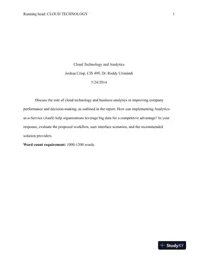 CIS 499 Cloud Technology and Analytics - Page 1 preview image