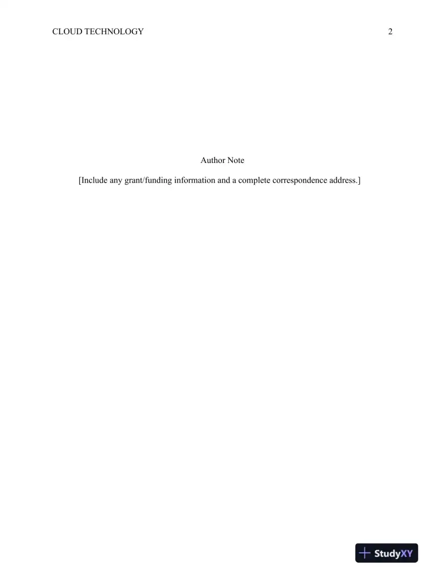 CIS 499 Cloud Technology and Analytics, page 3