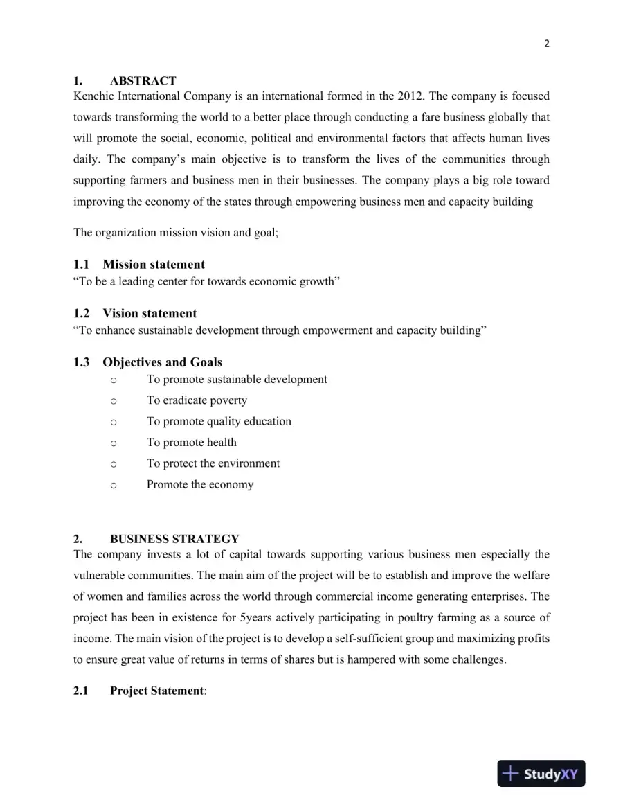 BC580 Strategic Management Poultry Farm Project, page 3