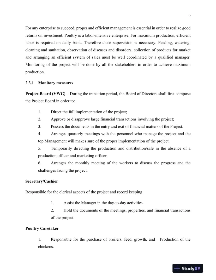 BC580 Strategic Management Poultry Farm Project, page 6