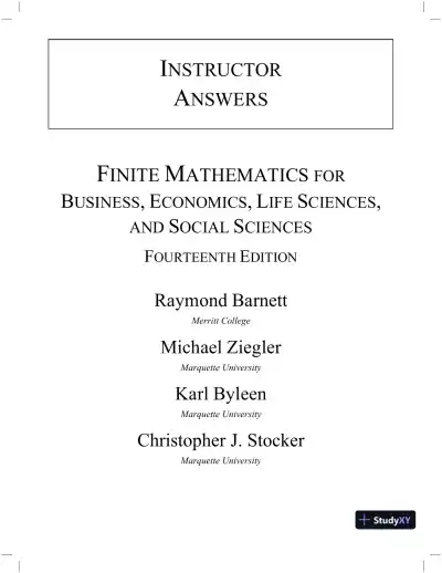 Solution Manual for Finite Mathematics for Business, Economics, Life Sciences, and Social Sciences, 14th Edition - Page 1 preview image