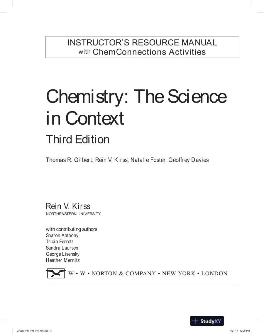 Lecture Notes for Chemistry: The Science in Context, 3rd Edition, page 3