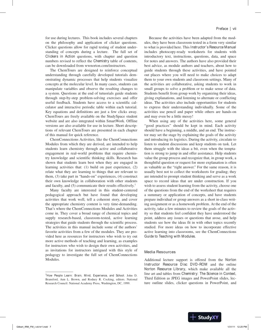 Lecture Notes for Chemistry: The Science in Context, 3rd Edition, page 6