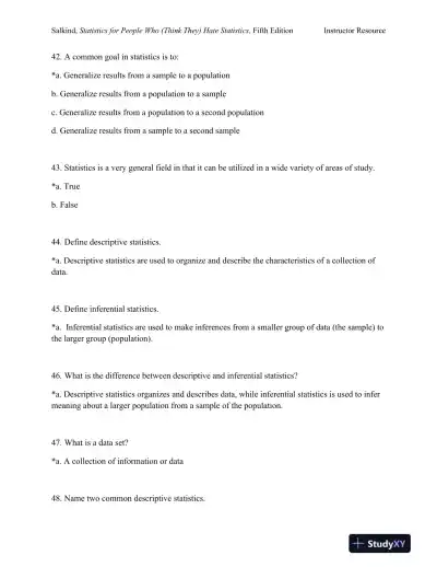 Statistics for People Who (Think They) Hate Statistics Fifth Edition Test Bank - Page 12 preview image