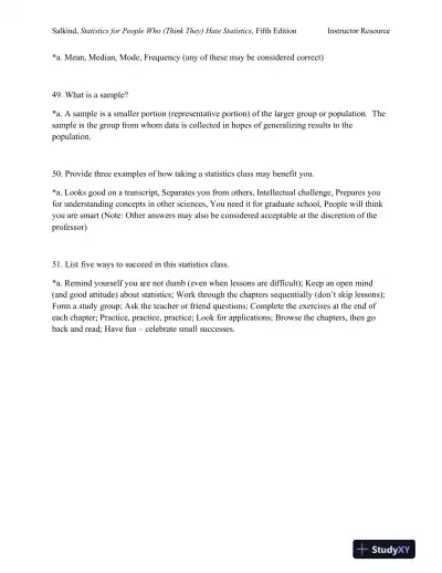 Statistics for People Who (Think They) Hate Statistics Fifth Edition Test Bank - Page 13 preview image
