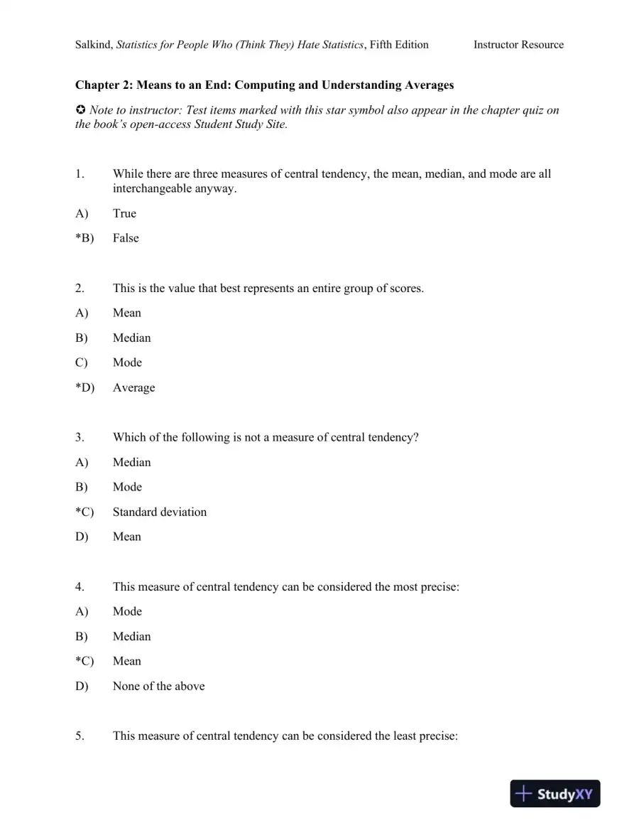 Statistics for People Who (Think They) Hate Statistics Fifth Edition Test Bank, page 14
