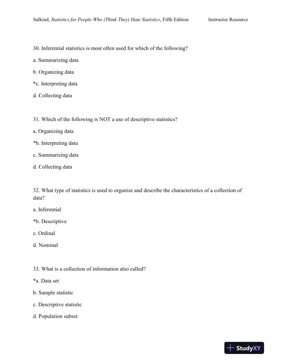 Statistics for People Who (Think They) Hate Statistics Fifth Edition Test Bank, page 9
