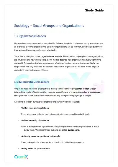 Sociology - Social Groups and Organizations - Page 1 preview image
