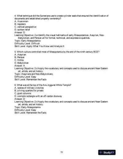 Test Bank for Art History, 6th Edition - Page 5 preview image