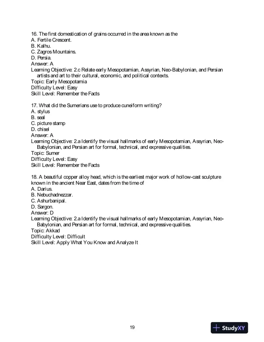 Test Bank for Art History, 6th Edition, page 9