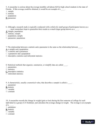 Statistics for the Behavioral Sciences, 9th Edition Test Bank - Page 16 preview image